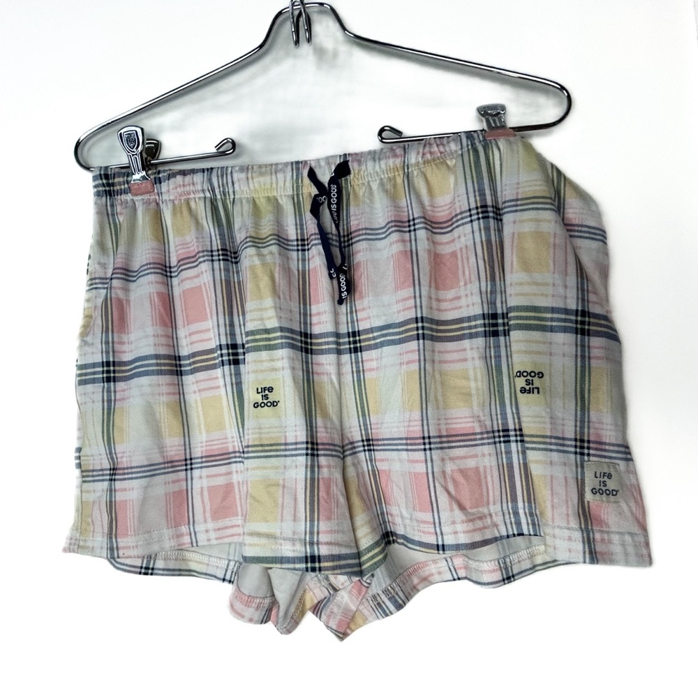 Life is Good Pastel Plaid Pajamas Shorts Medium